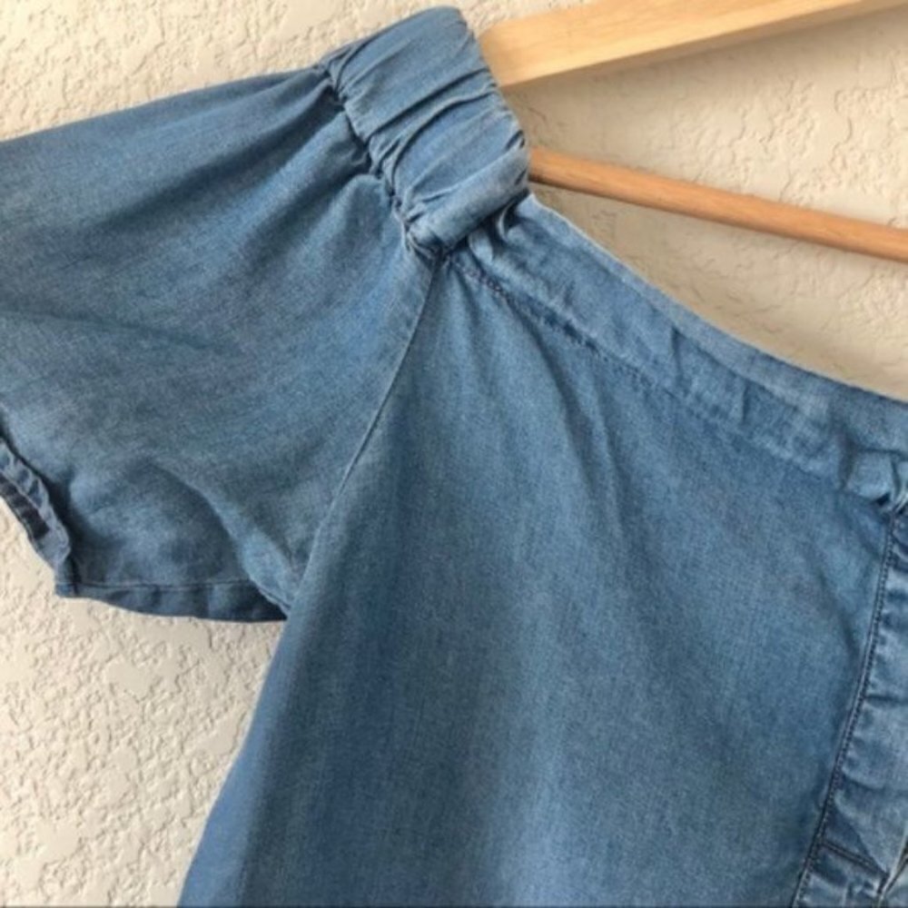 Thread & Supply Blue Chambray Button Back Off Sho… - image 3